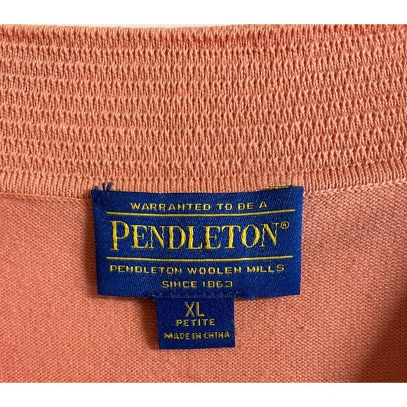 Pendleton Womens Coral Knit Top W/ Ribbed Details & Keyhole Neckline XL Petite - Picture 6 of 7